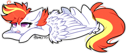 Size: 1234x522 | Tagged: safe, artist:tay-niko-yanuciq, artist:tenebristayga, imported from derpibooru, oc, oc only, oc:sunny flare, pegasus, pony, female, mare, simple background, solo, sweat, sweatdrop, transparent background