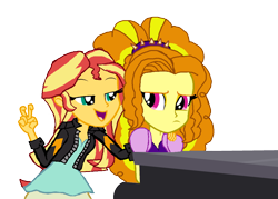 Size: 1024x735 | Tagged: safe, artist:ktd1993, imported from derpibooru, adagio dazzle, sunset shimmer, equestria girls, clothes, female, lesbian, musical instrument, open mouth, piano, shipping, simple background, sunsagio, transparent background