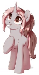 Size: 918x1765 | Tagged: safe, artist:kaylemi, imported from derpibooru, oc, oc only, pony, unicorn, looking up, simple background, smiling, solo, white background