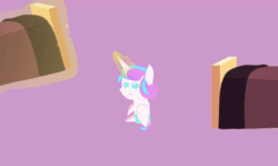 Size: 640x382 | Tagged: safe, artist:agrol, imported from derpibooru, princess flurry heart, alicorn, pony, a flurry of emotions, season 7, animated, bed, female, gif, magic, pointy ponies, simple background, solo
