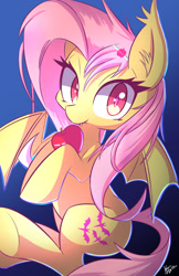 Size: 770x1190 | Tagged: safe, artist:kawaiipony2, imported from derpibooru, fluttershy, bat pony, pony, apple, cute, female, flutterbat, food, fruit, mare, race swap, solo