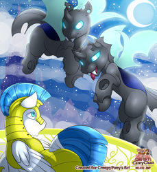 Size: 2289x2500 | Tagged: safe, artist:camychan, imported from derpibooru, changeling, saddle up 2: creature comforts, explicit source, guard, male, moon, night, royal guard, stallion