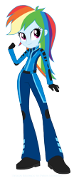 Size: 1308x3131 | Tagged: safe, artist:pyrus-leonidas, imported from derpibooru, rainbow dash, equestria girls, bad girl, clothes, female, fist, simple background, solo, spacesuit, transparent background, ultra galaxy mega monster battle, uniform