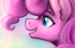 Size: 1224x792 | Tagged: safe, artist:gingersnap913, deleted from derpibooru, imported from derpibooru, pinkie pie, earth pony, pony, bust, female, mare, portrait, profile, smiling, solo