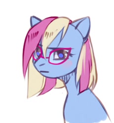 Size: 760x822 | Tagged: safe, artist:share dast, imported from derpibooru, oc, oc only, oc:eve scintilla, earth pony, pony, bust, female, glasses, mare, portrait, sad, short mane, simple background, sketch, solo, white background