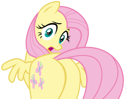 Size: 8192x6424 | Tagged: safe, artist:kishmond, imported from derpibooru, fluttershy, pegasus, pony, bridle gossip, absurd resolution, butt, female, flutterbutt, looking back, mare, plot, simple background, solo, transparent background, vector