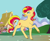 Size: 1024x840 | Tagged: safe, artist:uniquecolorchaos, imported from derpibooru, sunset shimmer, pony, unicorn, cute, female, happy, ponyville, realistic, smiling, solo, walking