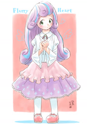 Size: 1000x1414 | Tagged: safe, artist:yanamosuda, imported from derpibooru, princess flurry heart, human, clothes, dress, female, humanized, signature, solo