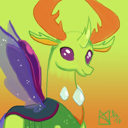 Size: 1500x1500 | Tagged: safe, artist:kelseyleah, imported from derpibooru, thorax, changedling, changeling, gradient background, king thorax, male, solo