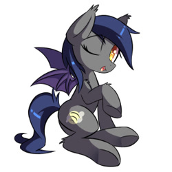 Size: 300x300 | Tagged: safe, artist:kawaiipony2, imported from derpibooru, oc, oc only, oc:echo, bat pony, pony, one eye closed, simple background, solo