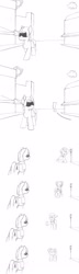 Size: 1234x4261 | Tagged: safe, artist:dsb71013, imported from derpibooru, oc, oc only, oc:night cap, oc:static signal, pony, absurd resolution, comic, monochrome, sneezing, sunglasses