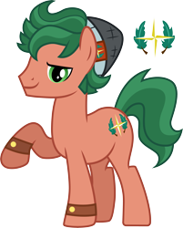 Size: 3001x3724 | Tagged: safe, artist:cloudy glow, artist:cloudyglow, imported from derpibooru, timber spruce, earth pony, pony, equestria girls, legend of everfree, beanie, cutie mark, equestria girls ponified, hat, looking at you, male, ponified, raised hoof, simple background, solo, stallion, transparent background