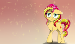 Size: 2527x1503 | Tagged: safe, artist:chopsticks, imported from derpibooru, sunset shimmer, pony, unicorn, equestria girls, cutie mark, female, gradient background, mare, solo