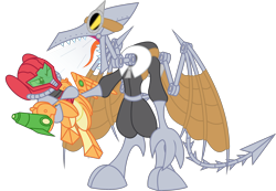 Size: 2446x1694 | Tagged: safe, artist:dalekolt, imported from derpibooru, cyborg, pony, meta ridley, metroid, ponified, ridley, samus aran