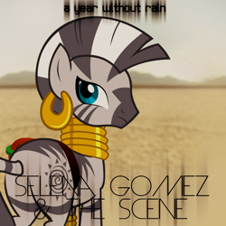 Size: 800x800 | Tagged: safe, artist:penguinsn1fan, artist:shelltoon, imported from derpibooru, zecora, zebra, butt, cover, female, parody, plot, selena gomez, solo