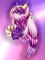 Size: 1024x1365 | Tagged: safe, artist:sketchthebluepegasus, imported from derpibooru, princess cadance, pony, bust, female, portrait, solo, watermark