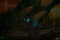 Size: 959x639 | Tagged: safe, artist:wisdomvision f., imported from derpibooru, changeling, forest, hive, lcac, love changes a changeling, solo