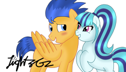 Size: 7000x4000 | Tagged: safe, artist:lightzgc, imported from derpibooru, flash sentry, sonata dusk, pony, absurd resolution, female, male, senata, shipping, simple background, straight, transparent background, vector