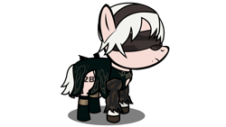 Size: 1920x1080 | Tagged: safe, artist:dashiemlpfim, imported from derpibooru, earth pony, pony, 2b, chibi, clothes, crossover, female, mare, nier, nier: automata, paper pony, ponified, simple background, solo, transparent background, white hair