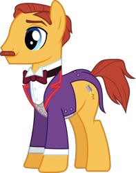 Size: 6134x7782 | Tagged: safe, artist:pink1ejack, imported from derpibooru, earth pony, pony, stranger than fan fiction, absurd resolution, background pony, bowtie, clothes, concierge, facial hair, gustave h, male, moustache, my little pony game, ponified, simple background, smiling, solo, stallion, suit, the grand budapest hotel, transparent background, vector