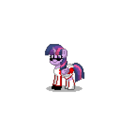 Size: 400x400 | Tagged: safe, alternate version, imported from derpibooru, twilight sparkle, alicorn, pony, pony town, boots, clothes, cute, female, mare, revised, shoes, simple background, skirt, skirt lift, smiling, solo, sunglasses, transparent background, twilight sparkle (alicorn), voice actor joke