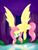 Size: 1024x1333 | Tagged: safe, artist:toffee-arts2169, imported from derpibooru, fluttershy, pony, female, floating, forest, looking at something, looking down, pond, reflection, solo, spread wings, wings