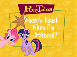 Size: 1026x766 | Tagged: artist needed, source needed, safe, edit, imported from derpibooru, pinkie pie, twilight sparkle, series:pony tales, logo parody, ponytales, veggietales