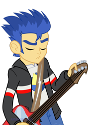 Size: 1600x2263 | Tagged: safe, artist:jucamovi1992, imported from derpibooru, flash sentry, equestria girls, rainbow rocks, clothes, electric guitar, eyes closed, guitar, jacket, male, musical instrument, pants, shirt, simple background, solo, transparent background, vector