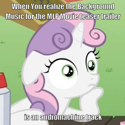 Size: 500x500 | Tagged: safe, edit, edited screencap, imported from derpibooru, screencap, sweetie belle, my little pony: the movie, exploitable meme, female, image macro, meme, obligatory pony, solo, sudden clarity sweetie belle