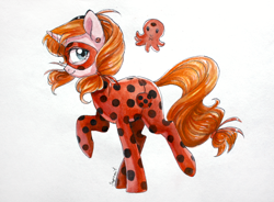 Size: 1280x942 | Tagged: safe, artist:sapraitlond, imported from derpibooru, pony, unicorn, female, mare, miraculous ladybug, ponified, simple background, solo, traditional art, white background