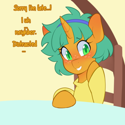 Size: 1280x1280 | Tagged: safe, artist:senseidezzy, deleted from derpibooru, imported from derpibooru, imported from ponybooru, snails, pony, aero replies, alternate hairstyle, blushing, clothes, comic, crossdressing, cute, dialogue, diasnails, glitter shell, happy, headband, hoodie, makeup, male, ponerpics import, shellbetes, trap