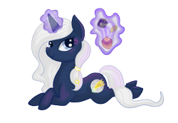 Size: 2710x1870 | Tagged: safe, artist:partypoison, artist:pvrtypoison, imported from derpibooru, oc, oc only, oc:stardancer, pony, unicorn, dungeons and dragons, glowing horn, lying down, magic, prone, simple background, solo, starry eyes, telekinesis, transparent background, wingding eyes