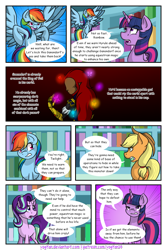 Size: 1024x1536 | Tagged: safe, artist:yogfan, imported from derpibooru, applejack, rainbow dash, starlight glimmer, twilight sparkle, alicorn, pony, comic:but i do now, comic, crossover, elements of harmony, ganondorf, the legend of zelda, twilight sparkle (alicorn)