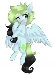 Size: 1186x1668 | Tagged: safe, artist:lnspira, imported from derpibooru, oc, oc only, pegasus, pony, female, mare, one eye closed, simple background, solo, white background, wink