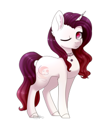 Size: 1374x1538 | Tagged: safe, artist:ohhoneybee, imported from derpibooru, oc, oc only, oc:serina, pony, unicorn, female, mare, one eye closed, simple background, solo, transparent background, wink