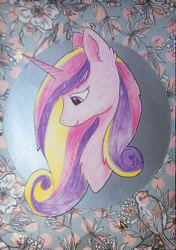 Size: 504x715 | Tagged: safe, artist:miri-kiri, artist:muffinkarton, imported from derpibooru, princess cadance, collage, flower, traditional art