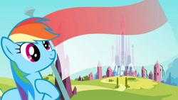 Size: 841x473 | Tagged: safe, edit, edited screencap, imported from derpibooru, screencap, rainbow dash, pegasus, pony, season 3, the crystal empire, crystal empire, female, flag, indonesia, solo