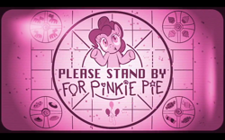 Size: 2560x1600 | Tagged: safe, imported from derpibooru, screencap, pinkie pie, pony, baby flurry heart's heartfelt scrapbook, candy, cookie, cupcake, cutie mark, female, food, mare, monochrome, official, please stand by, rhyme, screenshots, shrug, solo, technical difficulties, test card, youtube link