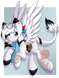 Size: 1024x1363 | Tagged: safe, artist:nana-yuka, imported from derpibooru, oc, oc only, pegasus, pony, bandage, clothes, glasses, saddle bag, scarf, solo