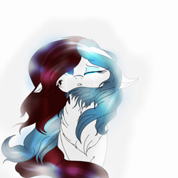 Size: 2560x2560 | Tagged: safe, artist:brokensilence, imported from derpibooru, oc, oc only, oc:mira songheart, crying, front view, one eye closed, solo, vent art, windswept mane, windswept tail