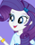 Size: 434x554 | Tagged: safe, imported from derpibooru, rarity, equestria girls, female, official, open mouth, purple background, simple background, smiling, solo