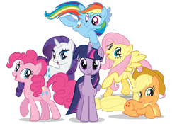 Size: 722x504 | Tagged: safe, imported from derpibooru, applejack, fluttershy, pinkie pie, rainbow dash, rarity, twilight sparkle, alicorn, pony, mane six, official, stock vector, twilight sparkle (alicorn)