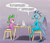 Size: 1121x968 | Tagged: safe, artist:el-yeguero, imported from derpibooru, princess ember, spike, dragon, book, bowl, comic, computer, dialogue, dragoness, female, gem, glass, just friends, laptop computer, looking at each other, male, milk, open mouth, sitting, smiling, spread wings, stool, table, wings