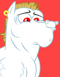 Size: 434x554 | Tagged: safe, imported from derpibooru, bulk biceps, pegasus, pony, bust, looking down, male, official, red background, simple background, smiling, solo, vein