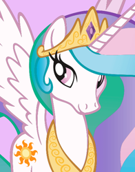 Size: 434x554 | Tagged: safe, imported from derpibooru, princess celestia, alicorn, pony, female, official, official content, pink background, simple background, smiling, solo, spread wings, stock vector, vector, wings