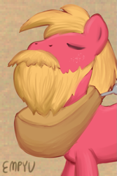 Size: 533x800 | Tagged: safe, artist:empyu, imported from derpibooru, big macintosh, earth pony, pony, beard, eyes closed, facial hair, majestic, majestic as fuck, male, solo, stallion