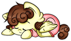 Size: 1372x786 | Tagged: safe, artist:cofee-love, imported from derpibooru, oc, oc only, oc:shiny smiley, pegasus, pony, baby, baby pony, clothes, female, filly, offspring, onesie, pajamas, parent:oc:handy hoofs, parent:oc:spring beauty, parents:oc x oc, parents:springhoofs, simple background, sleeping, solo, transparent background