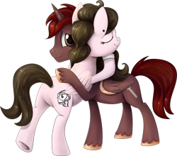 Size: 1313x1157 | Tagged: safe, artist:thebowtieone, imported from derpibooru, oc, oc only, oc:thorn rose, oc:wrench handler, alicorn, pegasus, pony, female, hug, male, mare, simple background, stallion, transparent background