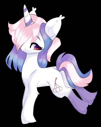 Size: 1099x1384 | Tagged: safe, artist:lnspira, imported from derpibooru, oc, oc only, oc:snow berry, pony, unicorn, black background, female, mare, multicolored horn, simple background, solo