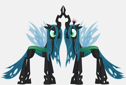 Size: 960x653 | Tagged: source needed, safe, artist:mixermike622, edit, imported from derpibooru, queen chrysalis, changeling, changeling queen, tumblr:ask fluffle puff, cute, cutealis, female, former queen chrysalis, horns are touching, self paradox, self ponidox